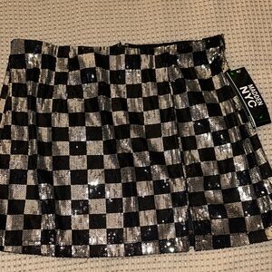 Modern NYC Black and Silver Checkered Mini Skirt